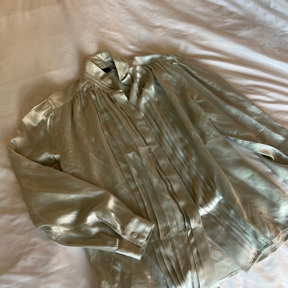 Vintage Silk Teal Silver Blouse